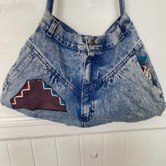 Vintage 1990s Homemade Upcycled Denim Purse - Picture 2 of 6